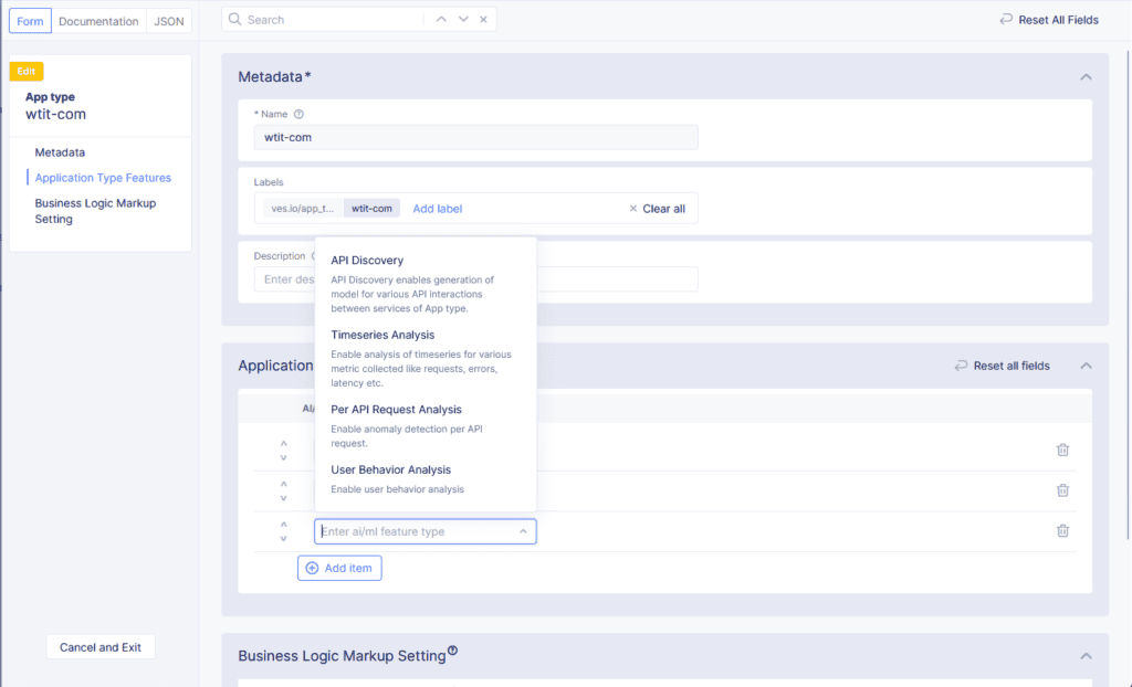 Distributed API AI_ML App Type Settings