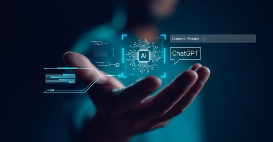 Open hand holding glowing AI chatbot and model icons above it